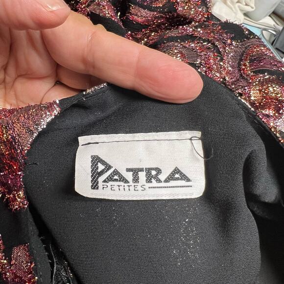 Vintage 80s Patra Petites Pink Gold Metallic Swirl Wrap Style Top Disco Size 4 - Picture 7 of 7